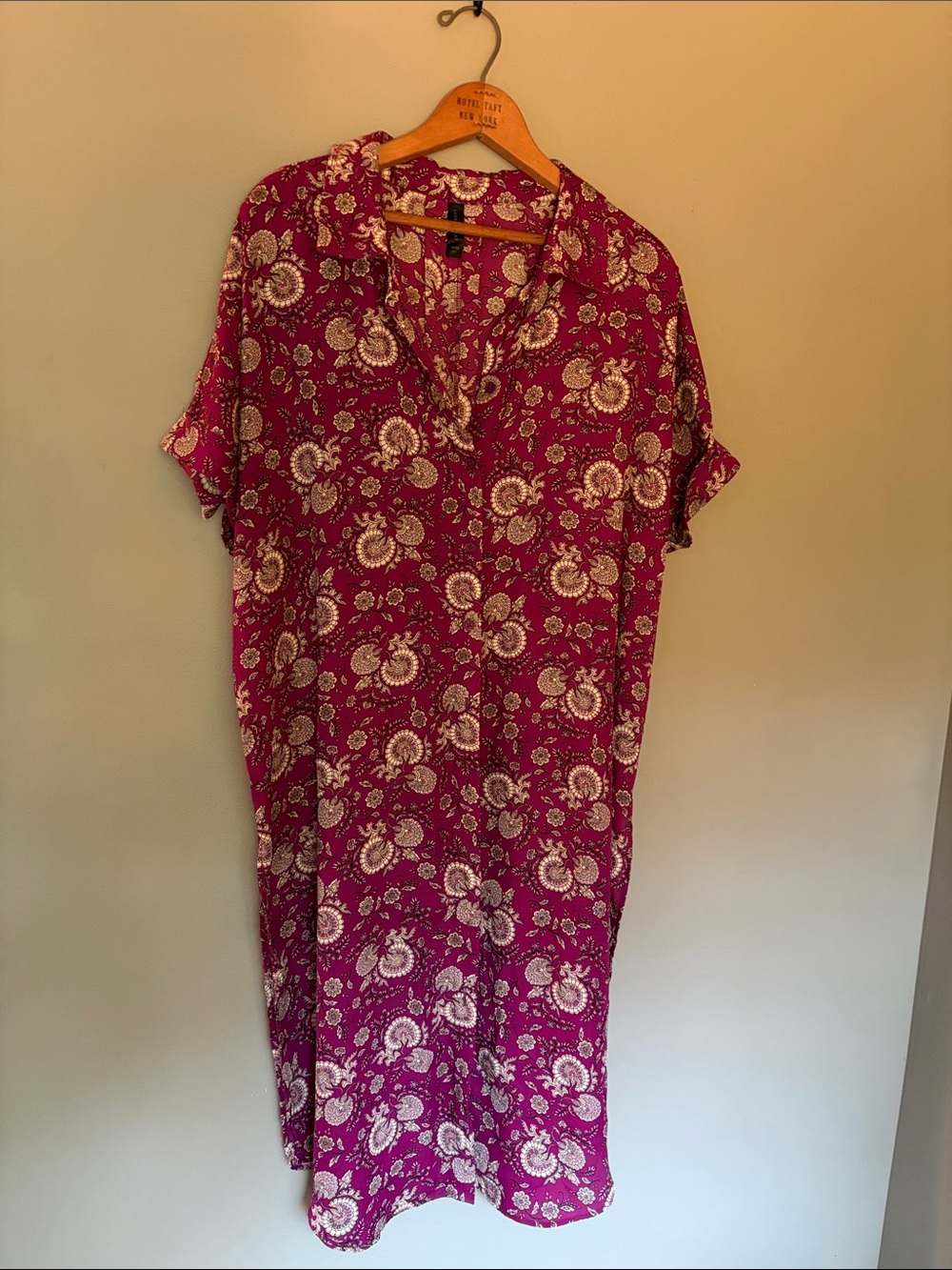 Lane Bryant Magenta Floral Button-Front Kimono